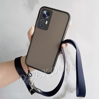 เคส Xiaomi Mi 12 / Mi 12 Pro Couple Phone Case with Hand Strap and Neck Rope Camera Lens Protection Transparent Matte PC เคสโทรศัพท์ Xiaomi12Pro Mi12Pro Mi12 12Pro Back Cover