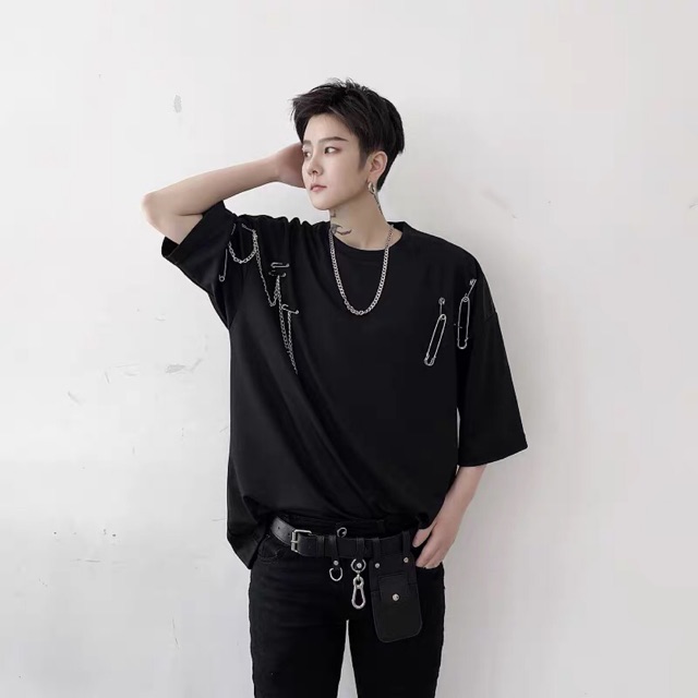 Korea oversize tee เสื้อยืดเกาหลีสีดำผู้ชายเท่ๆ แนวๆ | Shopee Thailand