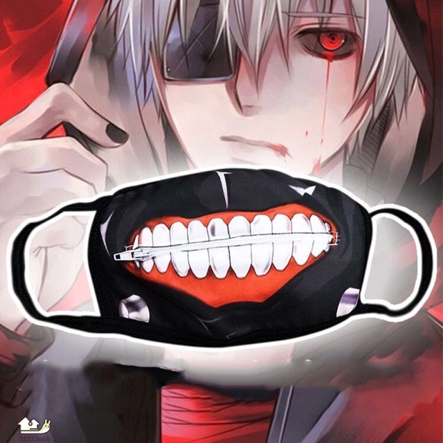 หน้ากากผ้า ซักได้ มีซิป หน้ากากโตเกียวกูล KANEKI KEN คาเนกิ เคน TOKYO GHOUL