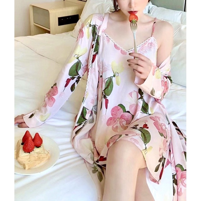 ชุดนอนเยื่อไผ่ ✨ Flower Cover Dress J10/J11✨ ชุดนอนพรีเมียม ชุดนอนผ้าคลุม ชุดนอนกระโปรง ผ้าคลุม