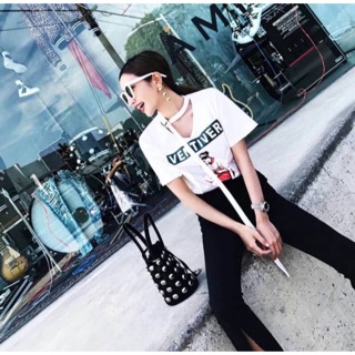 🌈เสื้อสไตล์เกาหลีสายคาดคอยาว