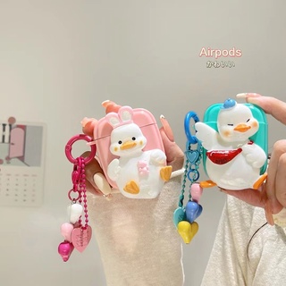 เคสหูฟังบลูทูธ tpu แบบนิ่ม ลายการ์ตูนเป็ด สําหรับ airpods 1 2 pro 3