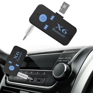 Car Bluetooth X6 Music Receiver Adapter 3.5mm Jack Wireless Handsfree Car Kit with TF Card Reader Function MP3/MP4