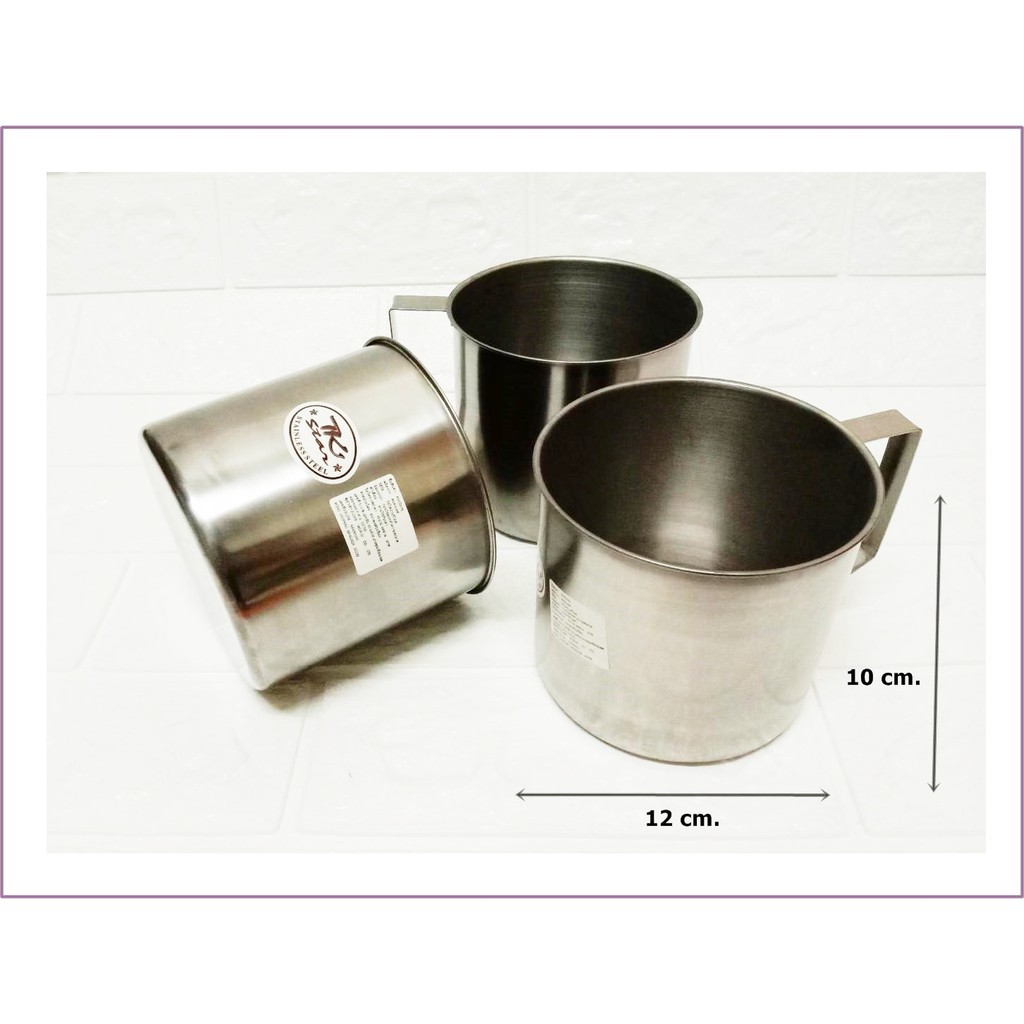 แก้วน้ำ แก้วน้ำหูสแตนเลส 12 cm. TP-377 ใช้สำหรับใส่น้ำ ใส่อาหารต่างๆ