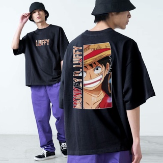 อะนิเมะ Oversize เสื้อยืดสีดําขนาดใหญ่ One Piece Design Unisex เสื้อยืดลําลองแฟชั่นอินเทรนด์ OP1 Uzx