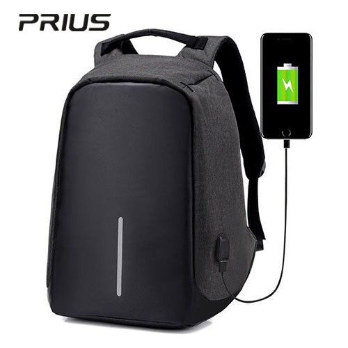 PRIUS กระเป๋าเป้ สะพายหลัง Anti-Theft Smart Backpack พร้อม USB Port(สีดำ/Black)