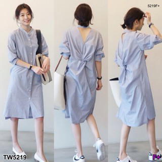 👗Pfashion [ส่งไว!!🚛] P5219 Dress เดรสคอปีลายริ้ว