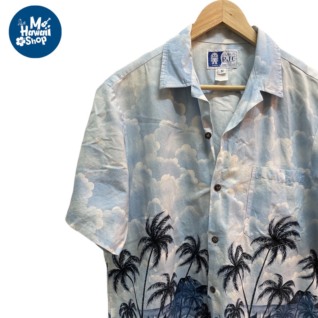 เสื้อฮาวายมือสอง-Hawaii Shirt สภาพดี ผ้า COTTON ป้ายแบรนด์ RJC รอบอก 44นิ้ว