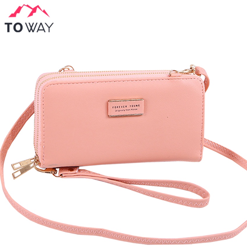 TOWAY-กระเป๋าสะพายข้างหนัง PU เกรดพรีเมียม มีสายคล้องข้อมือ เรียบหรู แบรนด์ Forever Young รุ่น LN-301