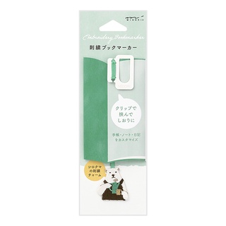 MIDORI Embroidery Bookmarker Polar bear (D62328006) / ที่คั่นหนังสือ ลายปักน้องหมีขาว แบรนด์ MIDORI จากประเทศญี่ปุ่น