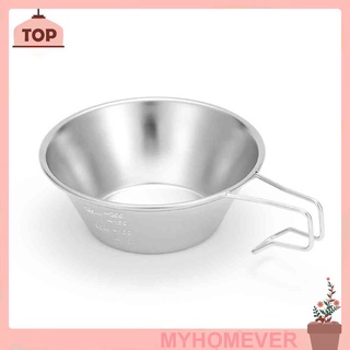 Myhom ชามกาแฟสเตนเลส สีเงิน สําหรับปิกนิก ตั้งแคมป์กลางแจ้ง