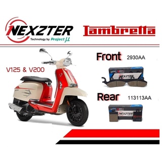 NEXZTER ผ้าเบรค LAMBRETTA V125 / V200 ผ้าเบรคหน้า 2930AA ผ้าเบรคหลัง 113113AA ผ้าเบรคมอเตอไซค์