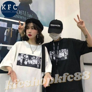 🌟KFC🌟👚เสื้อโอเวอร์ไซส์แขนสั้นสีขาว  ลายการ์ตูน เเนวสตรีท คอกลม  แฟชั่นสไตร์เกาหลี👚 #NA05