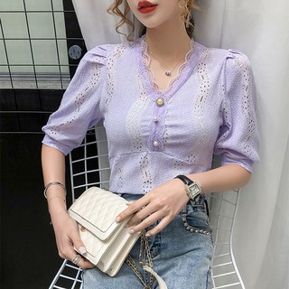 เสื้องานลูกไม้ฟรีไซส์สวยๆ งานเกาหลีสุดๆ