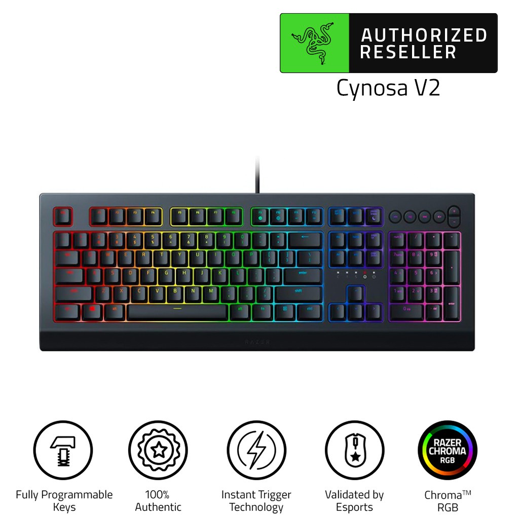 Razer Cynosa V2 Chroma RGB Individually Backlit Gaming Keys Gaming Keyboard (คีย์บอร์ดเกมมิ่ง) CYNOS