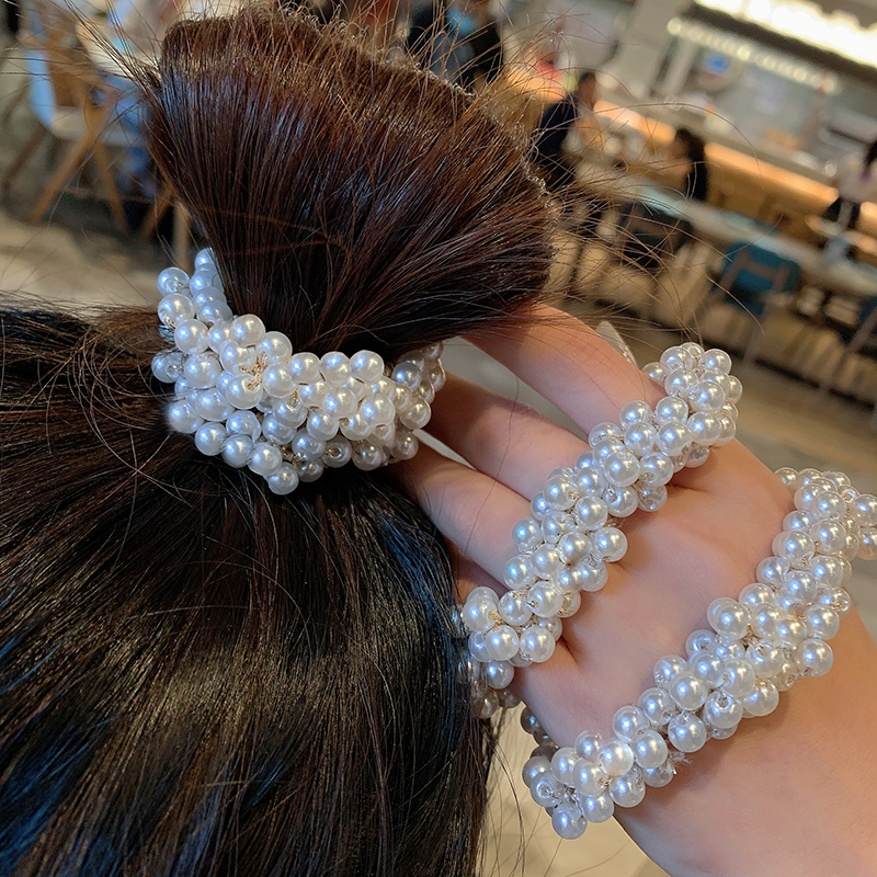 ยางรัดผม ประดับมุก สไตล์เกาหลี สําหรับผู้หญิง - รูปที่ 3