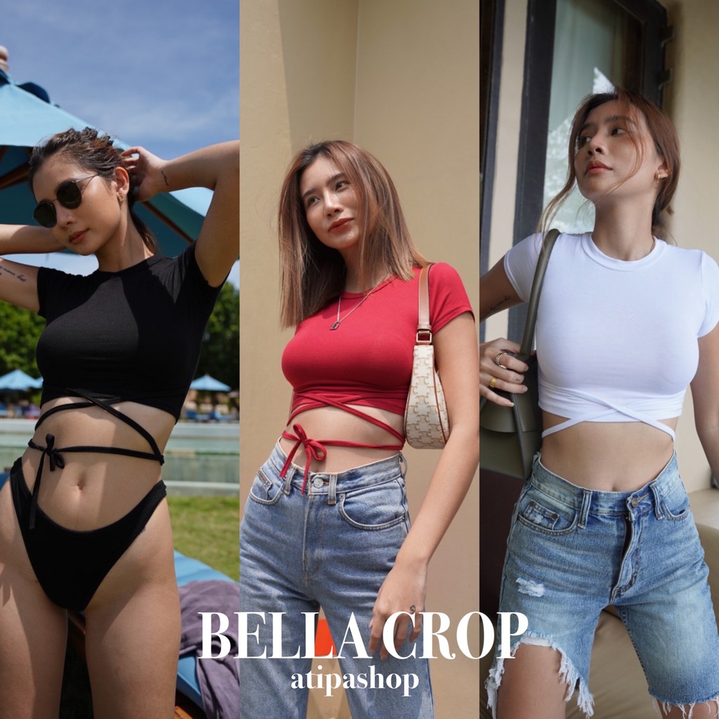 Atipashop - Mirror crop เสื้อครอป แขนยาว