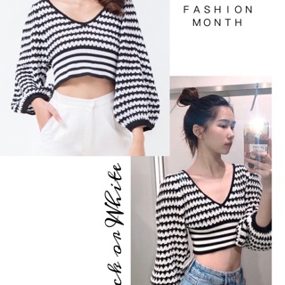 crop top knitting ( black classic )