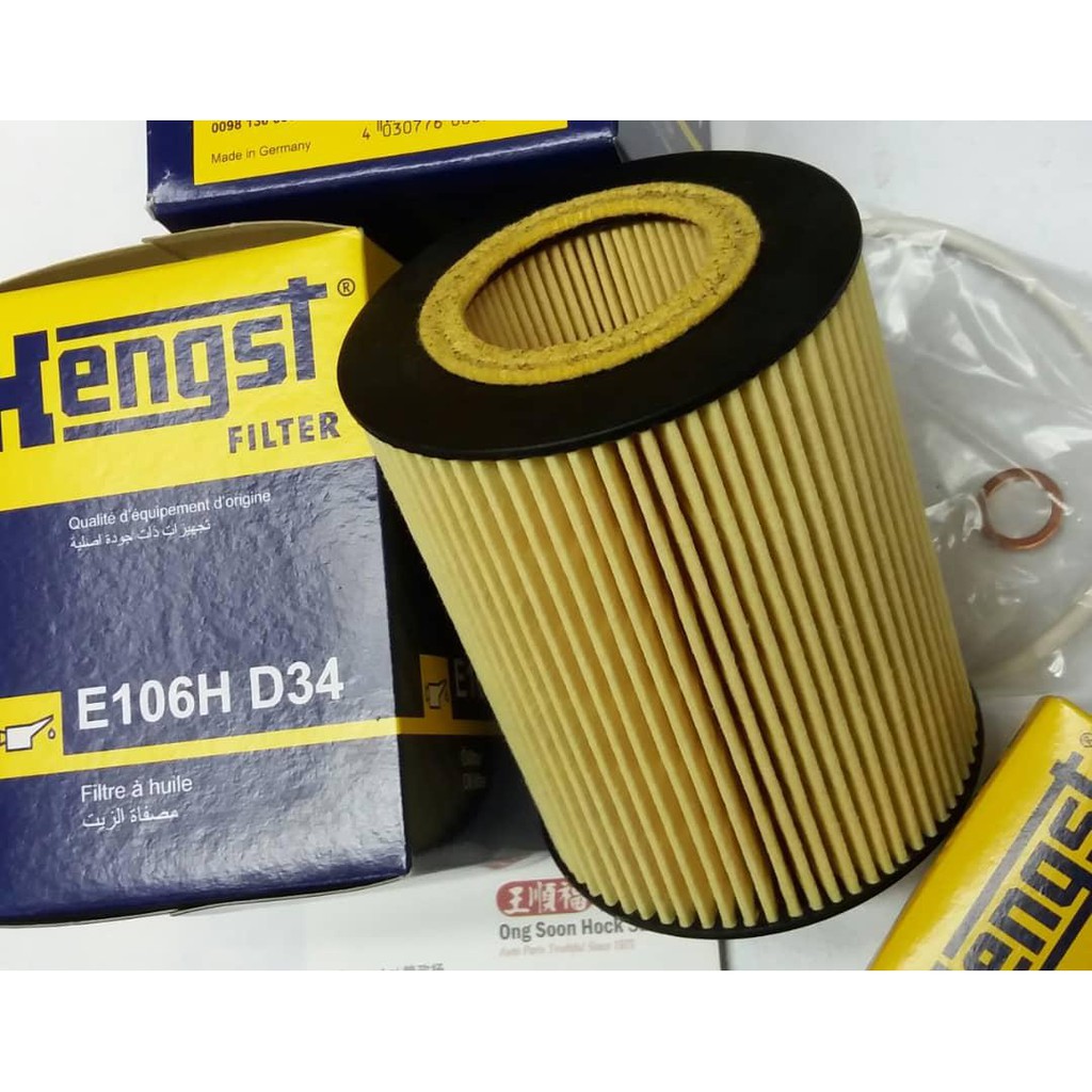 1-2 ชิ้น BMW M52 M54 E46 E36 320i 325i E60 E39 520i 525i 530i กรองน้ํามันเครื่อง Hengst E106H D34 Bo