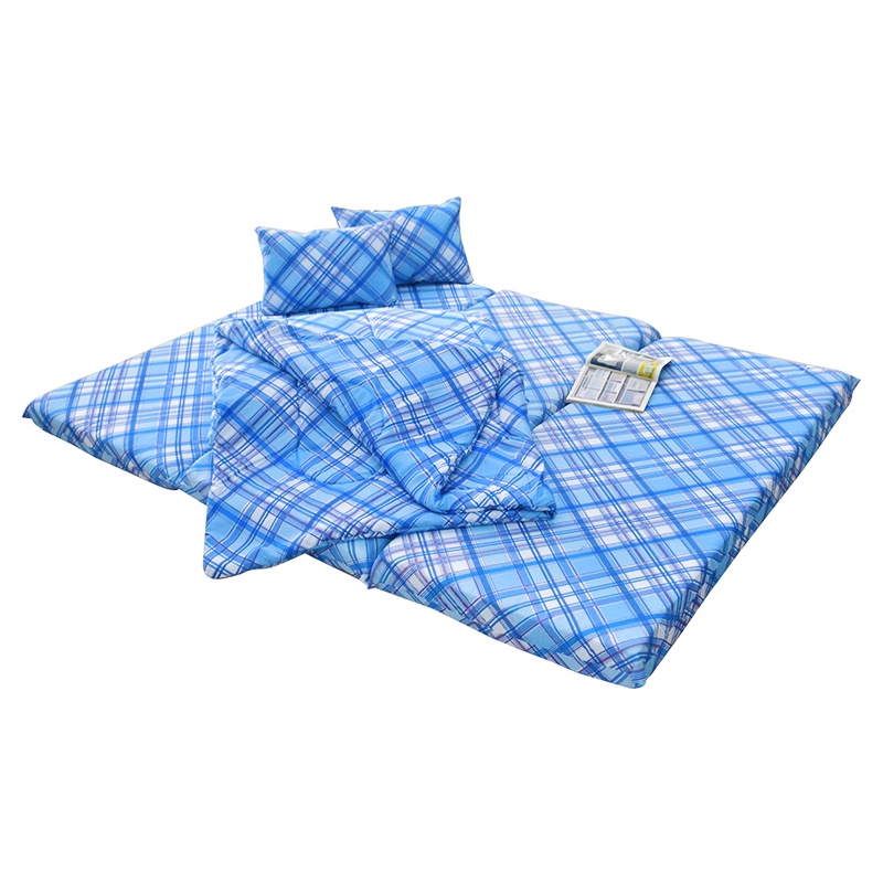 ชุดที่นอนปิกนิกผ้าพิมพ์กราฟฟิก KASSA HOME รุ่น 5ฟุต+หมอน+ผ้าห่ม สีฟ้า
