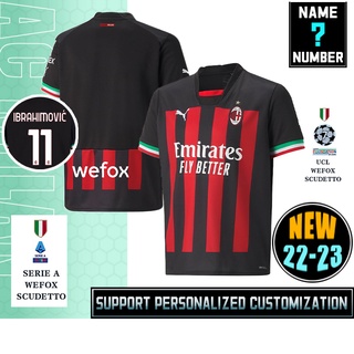 เสื้อกีฬาแขนสั้น ลายทีมชาติฟุตบอล AC Milan 22-23 fans ชุดเหย้า s-4xl