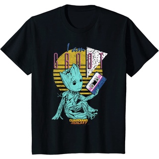 เสื้อยืดผ้าฝ้ายพรีเมี่ยม Marvel GOTG Vol. เสื้อยืด พิมพ์ลาย I Am Groot Cassette 90s 2 Groot