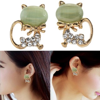 Cat Eye Stone Diamond Shiny Kitty South Korean  Earrings