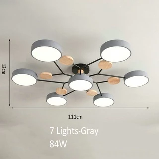 ห้องนั่งเล่นที่ทันสมัยโคมไฟระย้า LED สำหรับห้องนอน 3 อุณหภูมิสีธรรมชาติไม้เพดานแขวนโคมไฟในร่ม
