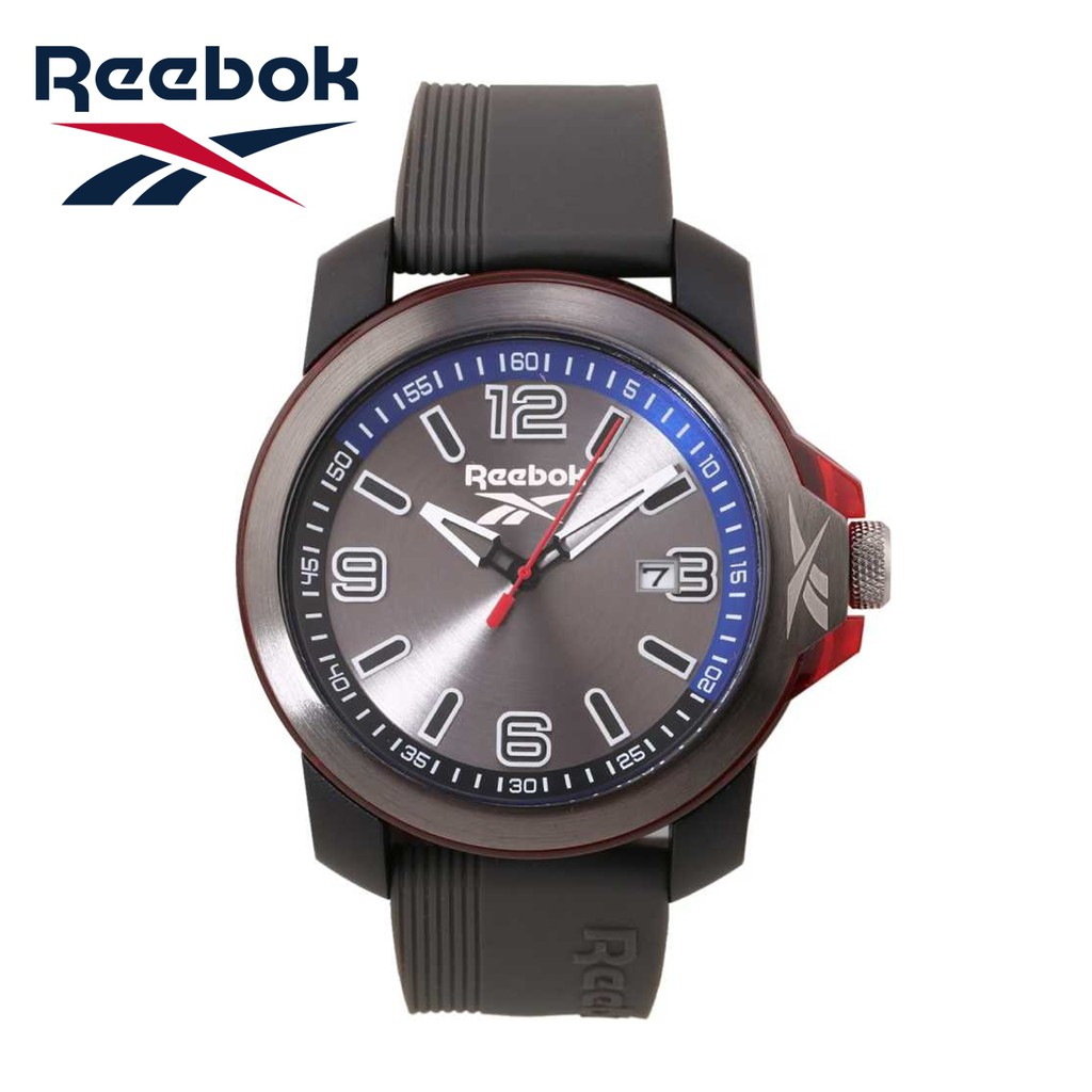 Reebok Watch รุ่น RV-TR3-G3-PBIA-AN นาฬิกาข้อมือสายซิลิโคนเทาเข้ม-น้ำเงิน-แดง