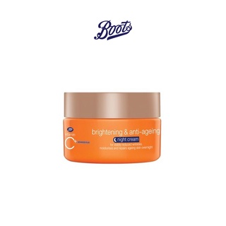 BOOTS VITAMIN C บู๊ทส์ วิตามิน ซี แอดวานซ์ พลัส ไบร์ทเทนนิ่ง แอนด์ แอนตี้-เอจจิ้ง ไนท์ ครีม 18 มล.