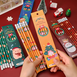 ชุดปากกาสเก็ตช์ พร้อมดินสอยาง รูปหมีคริสต์มาส สําหรับนักเรียน วาดภาพ ร่างภาพ 6 ชิ้น ต่อชุด