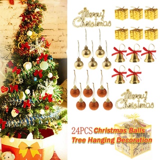 【lightingeverthing】24pcs/set Assorted Christmas Balls Christmas Tree Hanging Decoration Christmas Ball Christmas Bell Ch