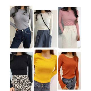 พร้อมส่ง🎉เสื้อแขนยาวไหมพรม💯🎉basic style