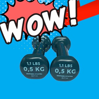 dumbbell เวทเทรนนิ่ง  ฟิตเนส ดำเบล ดัมเบล 0.5 kgดัมเบล Domyos สีน่าใช้มาก Domyos ดัมบ์เบล PVC