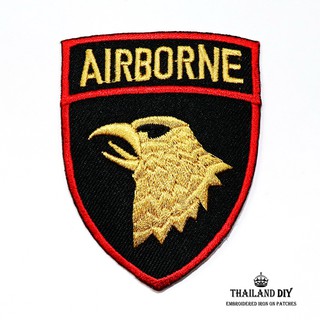 [ พร้อมส่ง ]ตัวรีดติดเสื้อ หน่วยทหารพลร่ม กองทัพบก Airborne Army Patch งานปัก DIY ตัวรีด อาร์ม ติดเสื้อ แจ็คเก็ต ทหาร