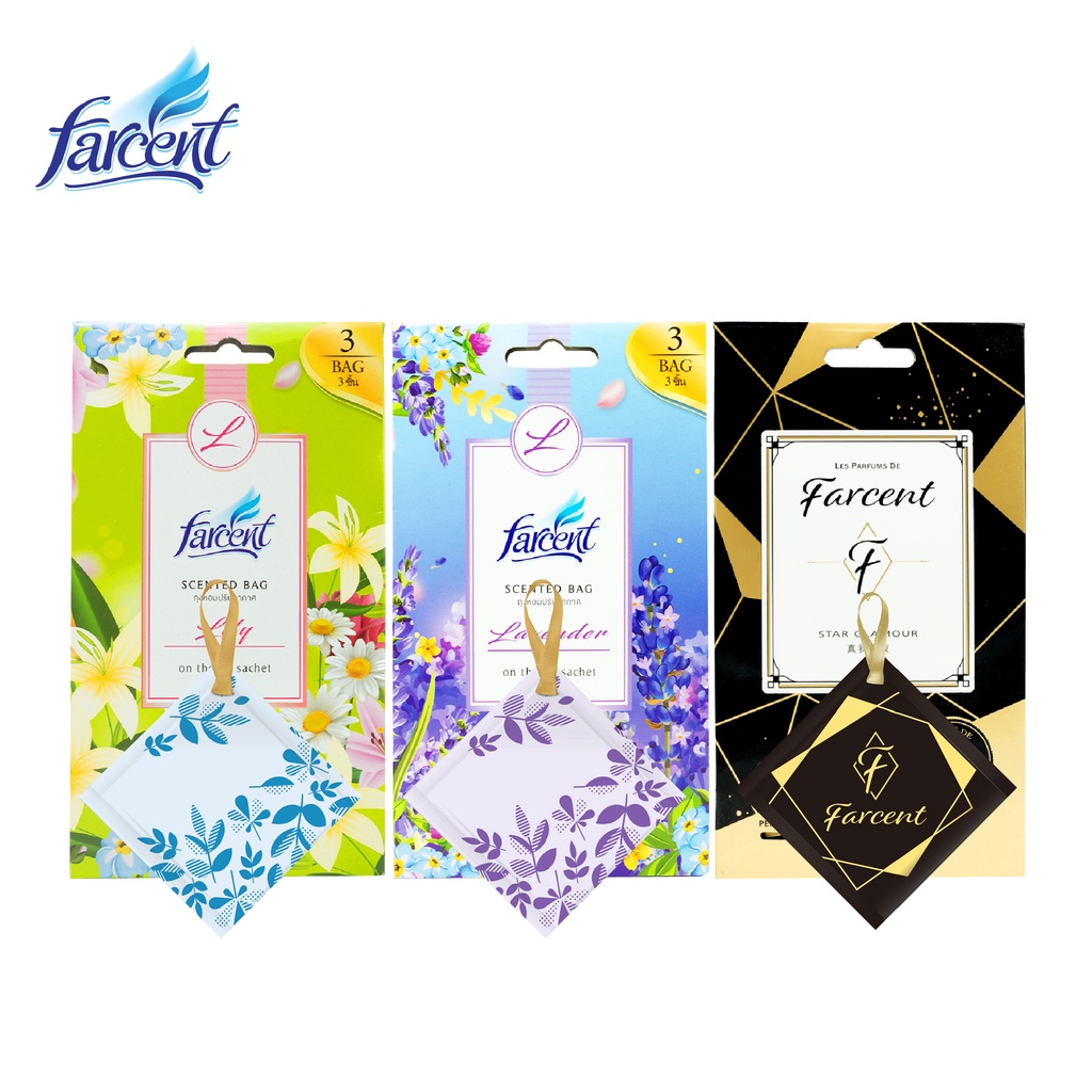 Farcent ถุงหอมปรับอากาศ 10ก. บรรจุ 3 ชิ้น (เลือกกลิ่นได้)