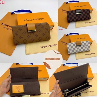 MS กระเป๋าสตางค์ ใบยาว LV กระเป๋าแบรนด์เนม กระเป๋าปั้มแบรนด์