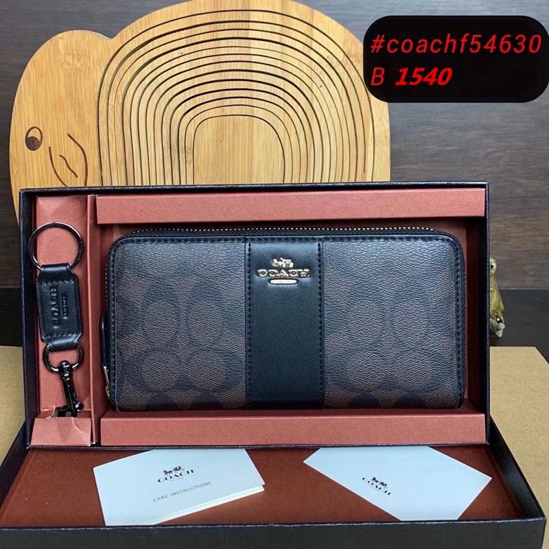 ของแท้ 💯%Coach กระเป๋าสตางค์หนัง PVC แบบยาวสำหรับผู้หญิง รุ่น Zip Wallet F54630