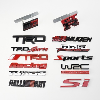 3Dกระจังหน้าสติกเกอร์TRD GR MUGEN RALLIARTโลโก้ HKS GTR TURBO RACING SPORTS SI WRCติดกระจังหน้าสำหรับตกแต่งรถยนต์