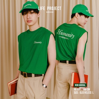 [LIFEPROJECTBKK] HUMANITY Sleeveless Freesize -  เสื้อแขนกุด สกรีนลายภาษาอังกฤษ ผ้านุ่ม สกรีนหน้าหลังจัดเต็ม