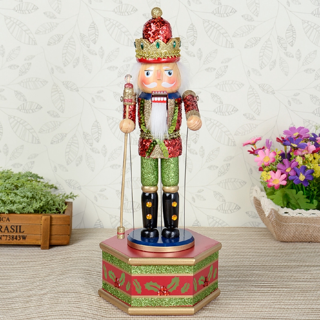 ♥【GOOD QUALITY】Wooden Nutcracker Walnut Soldier Music Box Christmas