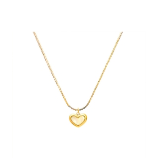 Vnox Ins Shell Heart Pendant Necklace,18K Gold Tone Adjustable Chain Link for Women Girls