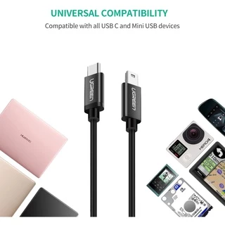 UGREEN รุ่น 50445 สายกล้องรถยนต์ Mini USB to USB C รองรับ Thunderbolt 3 USB 2.0 Nickel-Plated