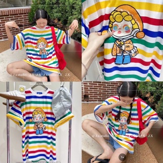 📌ทักก่อนสั่ง📌เสื้อยืด oversize ลายริ้ว rainbow อก50” Gavana