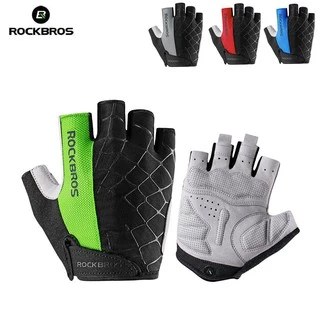 【TH Delivery】ROCKBROS Half Finger Gloves Shockproof Breathable MTB