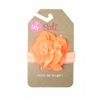 SATI - ผ้าคาดผม CN. PREMIUM  HB ORANGE FLOWER CNH002 *ผ้าคาดผมขนาดสำหรับเด็กแรกเกิด* For newborn*