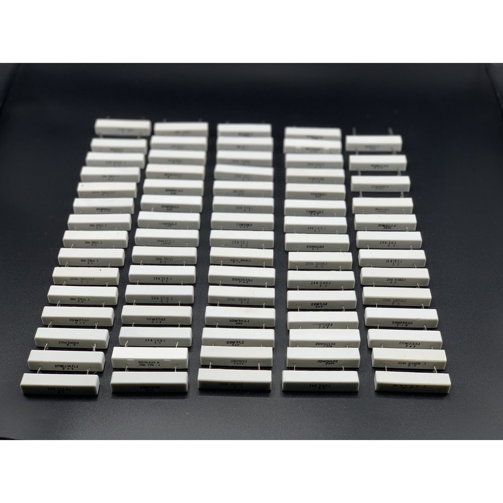 Resistor20Wกระเบื้อง0.1R,0.2R,0.22R,0.3R,0.33R,0.39R,0.47R,0.5R,0.68R,0.82R, 1R,1.5R,1.8R,2R,2.2R,2.
