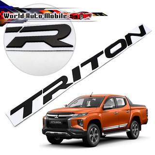 โลโก้ แปะฝากระโปรงหน้า สีดำด้าน "TRITON" อักษรสูง 3.5cm Mitsubishi  L200 Triton 4x2 4x4 ปี2015 - 2019