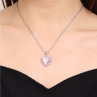 สร้อยคอจี้หัวใจชมพู Pink Heart Pendant Necklace