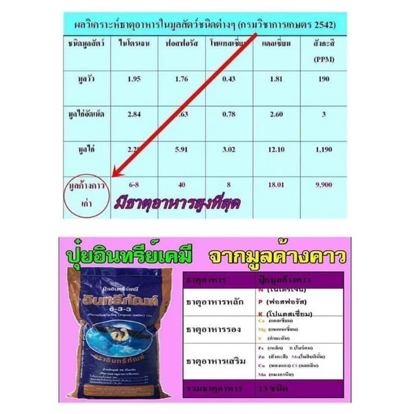 ปุ๋ยมูลค้างคาวอินทรีย์เคมี633 รวมค่าส่ง
